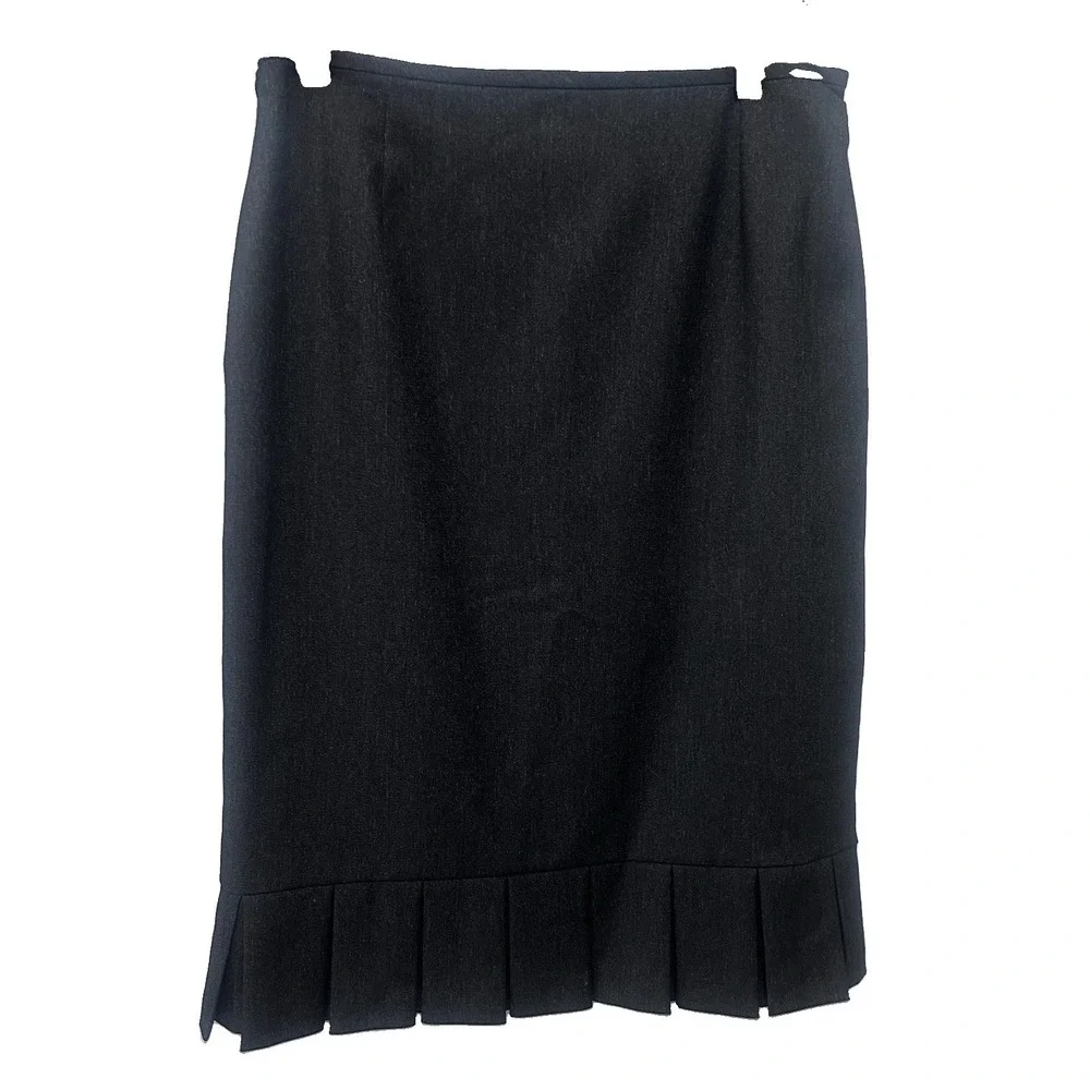 Jones New York Gray Pencil Straight Skirt Ruffle Flounce On Bottom Corpcore